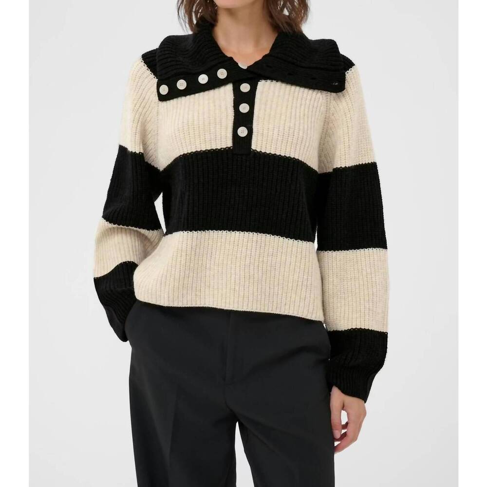 NEW PART TWO simra striped pullover in french oak/black block